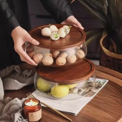 Wooden & Glass Serving Platter Small